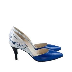 Pantofi Eleganti Din Piele Naturala Albastru Floral Diane Marie