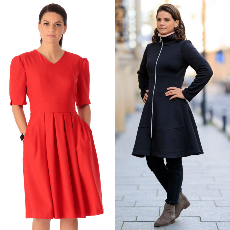 Rochie-Dama-Oranj-Midi-Pliuri-Banda-In-Talie-Maneca-Medie