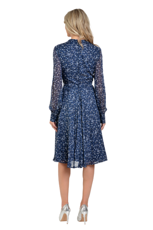 Rochie eleganta din voal bleumarin Olga creata in Romania