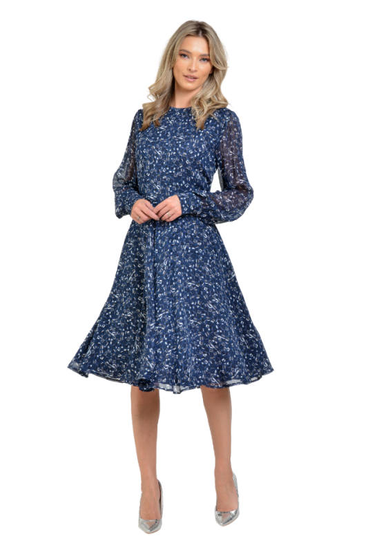 Rochie eleganta din voal bleumarin Olga